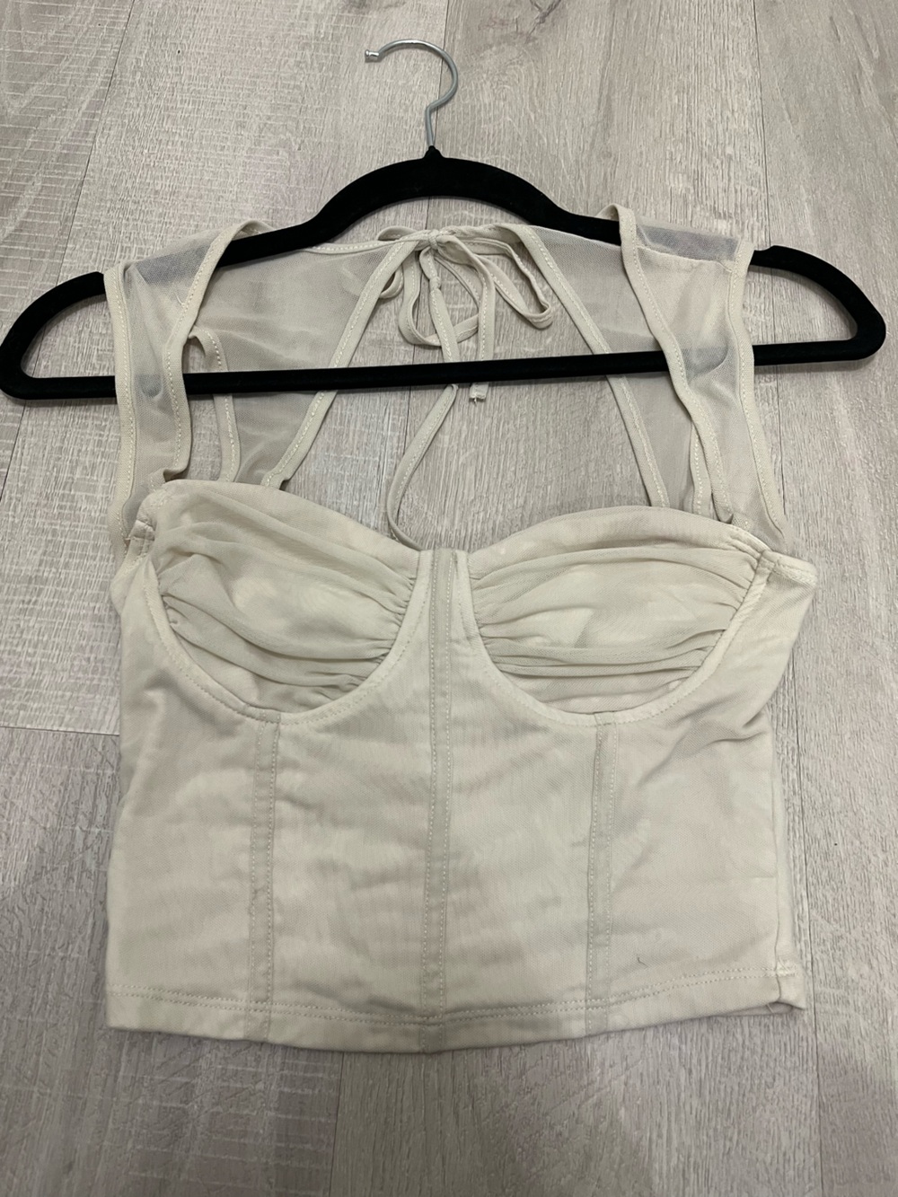 Women’s Cream Bustier-Style Crop Top